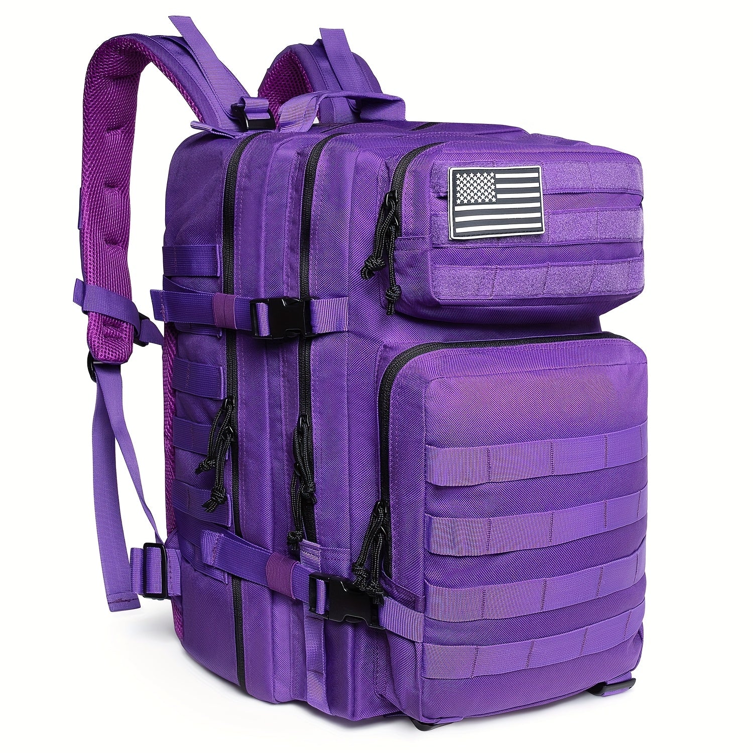 11.89gal Tactical Backpack for Women - Purple Outdoor Survival & Emergency Medical Rucksack with Multiple Compartments, MOLLE System, and Padded Shoulder Straps